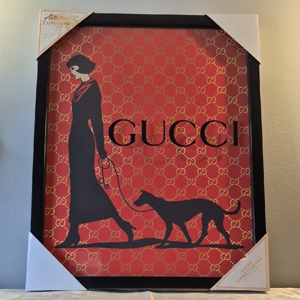Woman Walking Dog On A Leash Lux Wall Art
